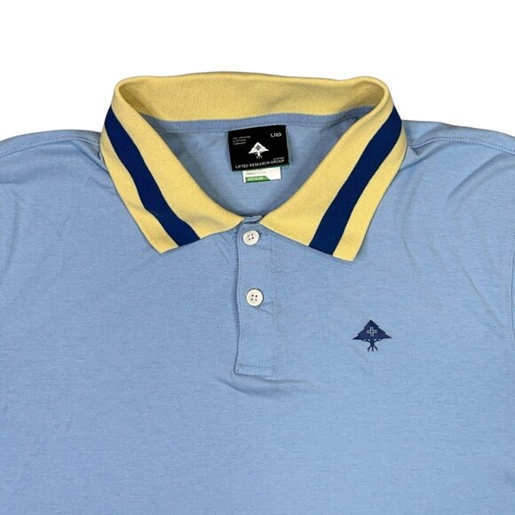 LRG Polo Shirt Mens M Light Blue Cream Short Sleeve Preppy Lifted Research Group - Picture 7 of 9